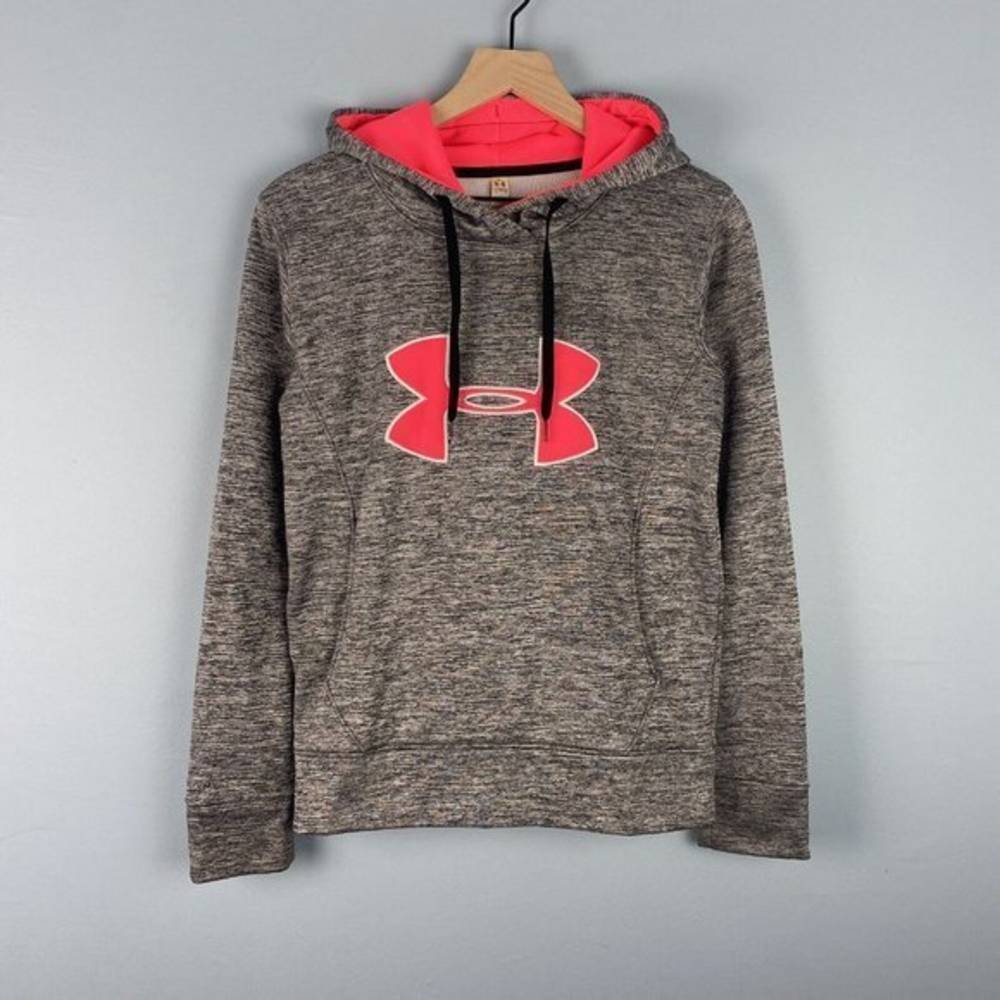 Under Armour Women's Cold Gear Hoodie Size XS Semi-Fitted Gray / Pink‎ Logo